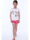 Tricou fete cu amprente, alb, NDZ8254 - Magazin online - Boutique